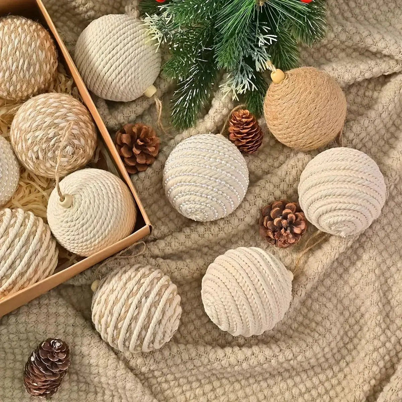 Brown Christmas Ball Set 12pcs with Wooden Clips 3.15-inch Rope by House Of Avana