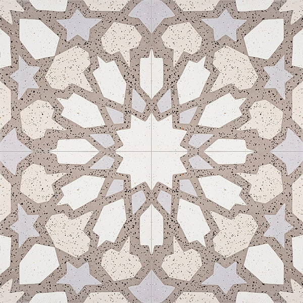 Brown, Light Brown, Beige, Gray Polished Arietta Cement Tiles 8x8
