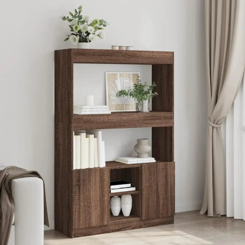 Brown Oak Highboard Cabinet with Modern Design by House Of Avana