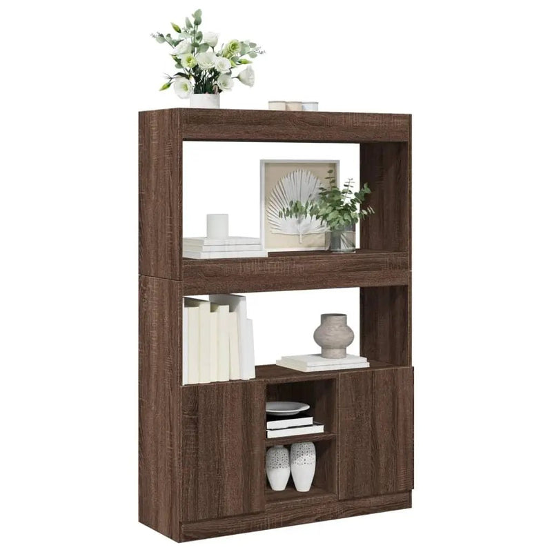 Brown Oak Highboard Cabinet with Modern Design by House Of Avana