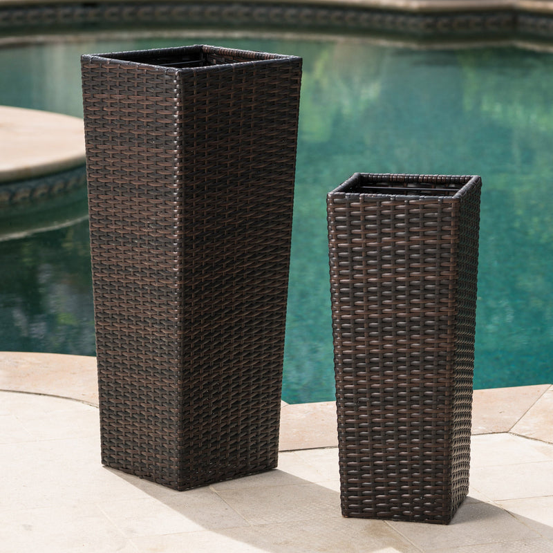 Brown Rattan Flower Pot Set with Iron Frame - Brown, photo 3 of 11