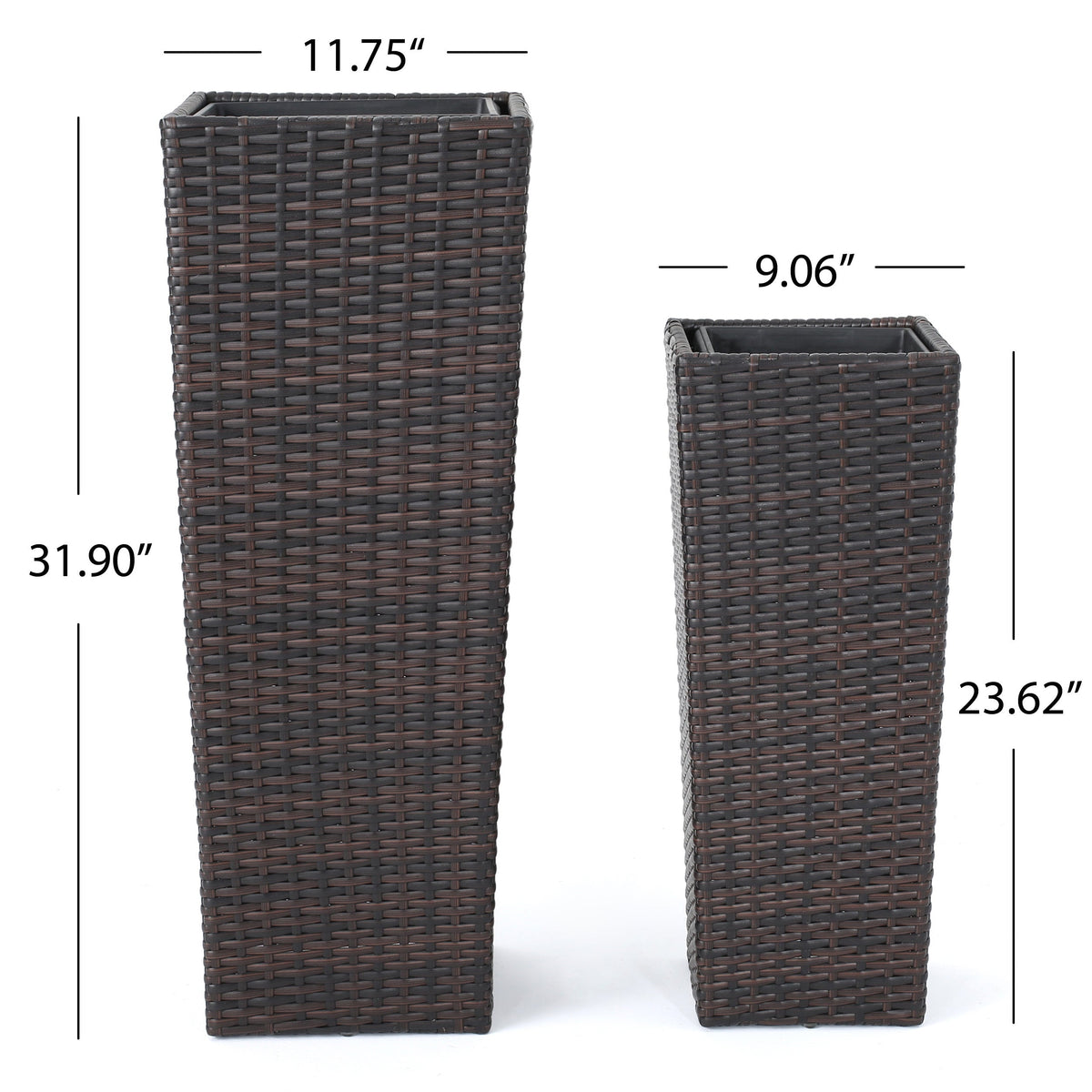 Brown Rattan Flower Pot Set with Iron Frame - Brown, photo 5 of 11