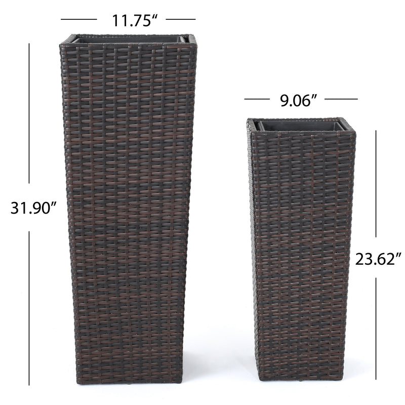 Brown Rattan Flower Pot Set with Iron Frame - Brown, photo 5 of 11