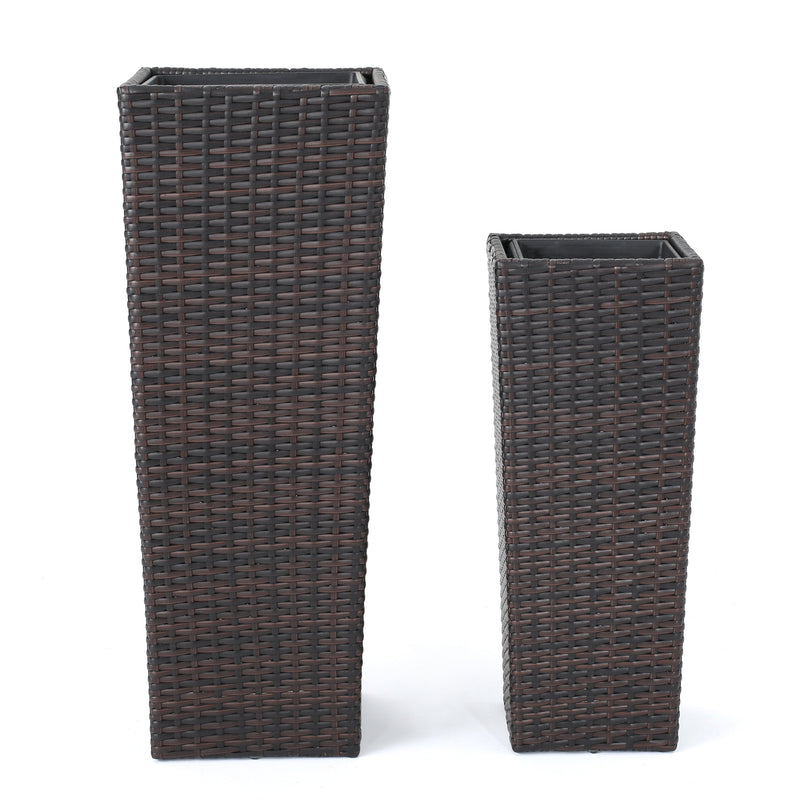 Brown Rattan Flower Pot Set with Iron Frame - Brown, photo 6 of 11