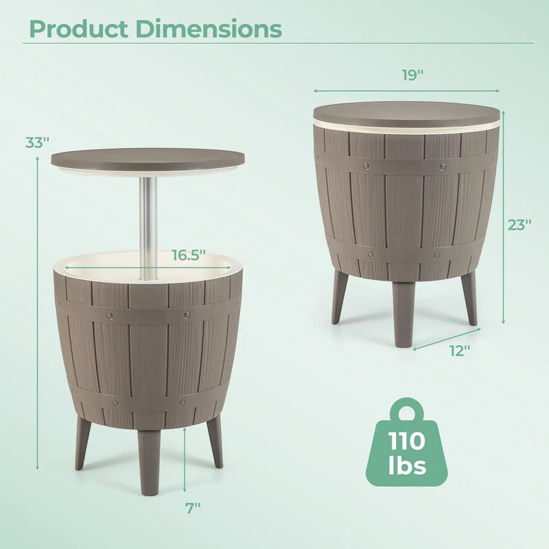 10 Gallon Cooler Bar Table Outdoor Coffee Table Ice Bucket with Telescopic Tabletop for Beer and Wine by DirectDeals