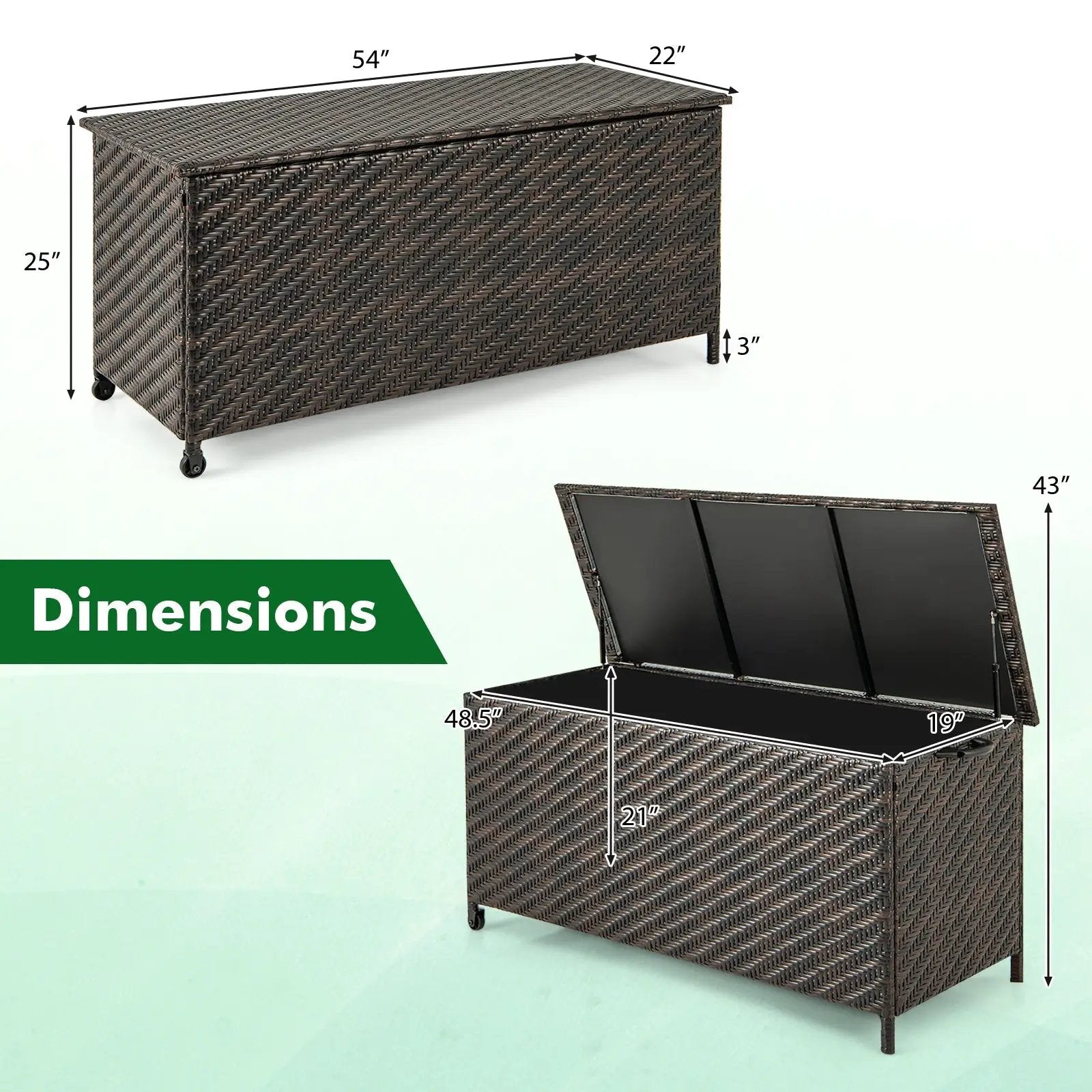 85 Gallon Outdoor Storage Box with Removable Liner and Universal Wheels by DirectDeals
