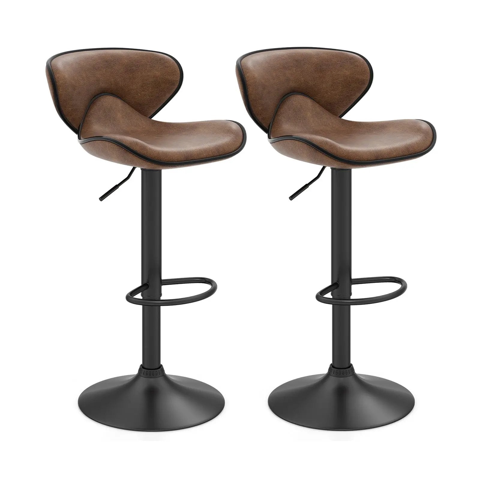 Set of 2 Adjustable Bar Stools Swivel Bar Chairs Pub Kitchen by DirectDeals