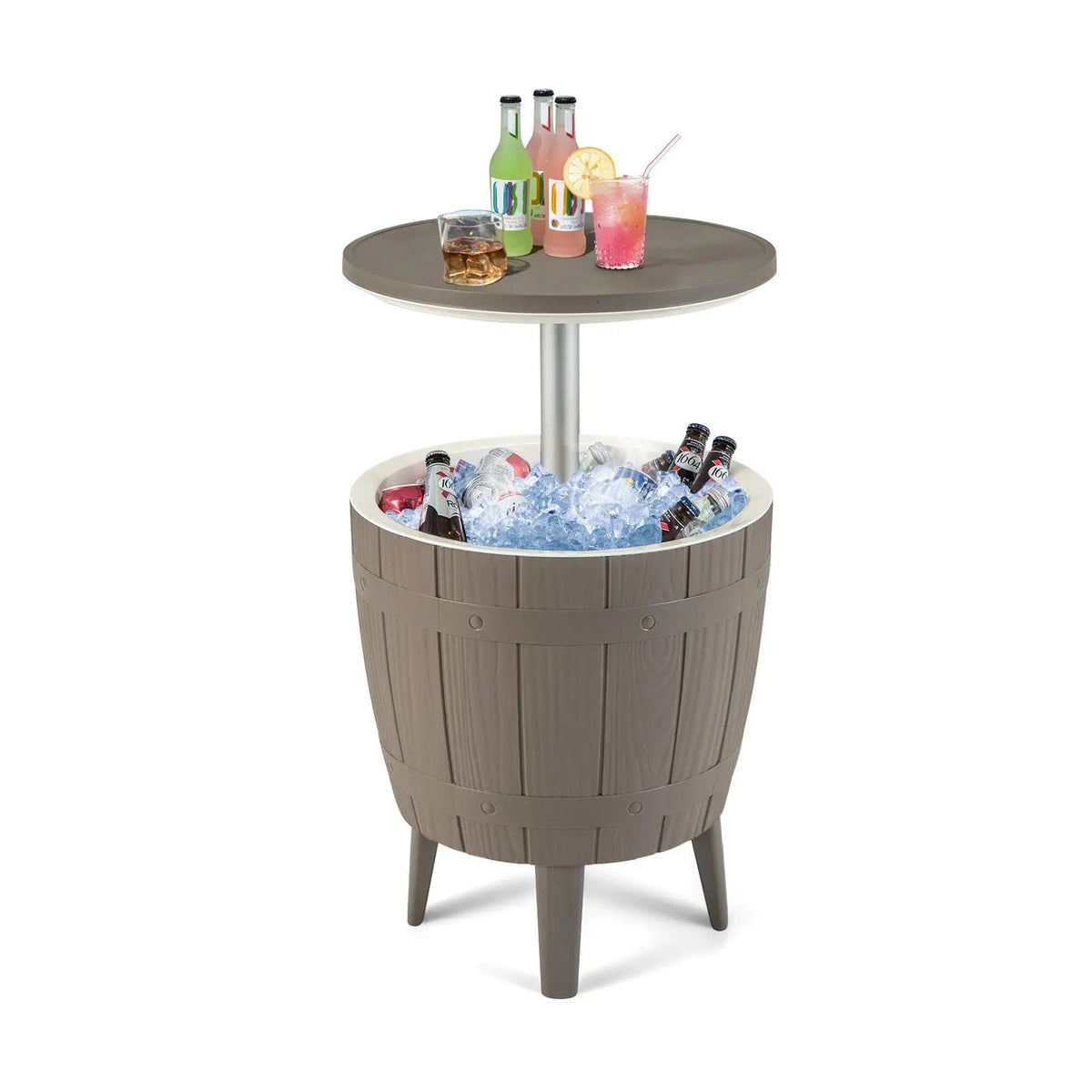 10 Gallon Cooler Bar Table Outdoor Coffee Table Ice Bucket with Telescopic Tabletop for Beer and Wine by DirectDeals