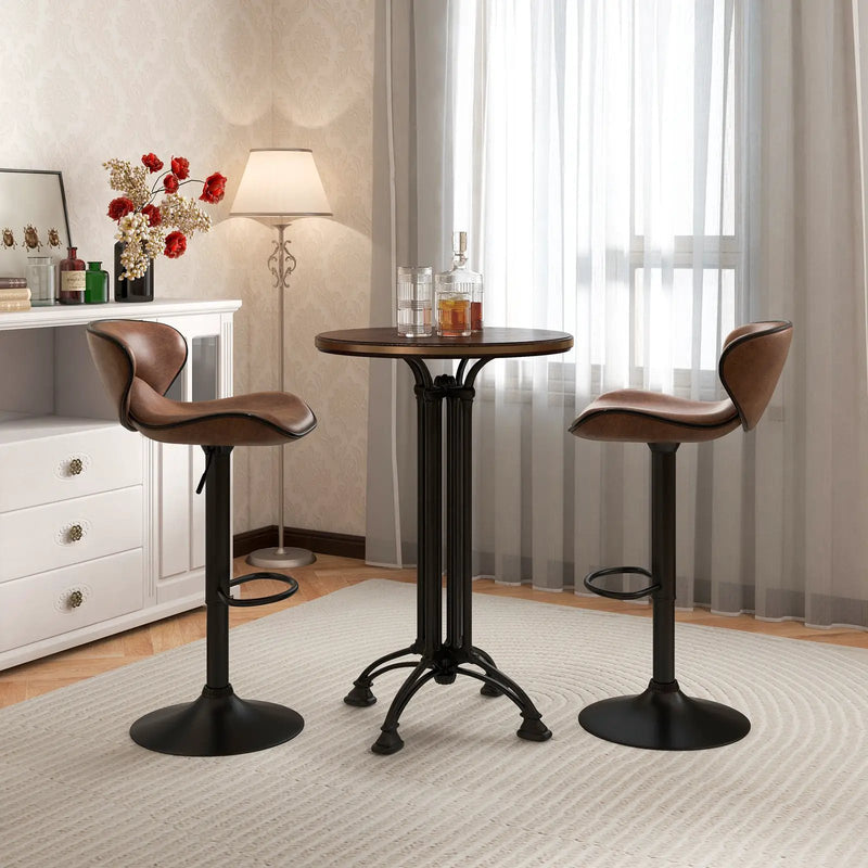 Set of 2 Adjustable Bar Stools Swivel Bar Chairs Pub Kitchen by DirectDeals