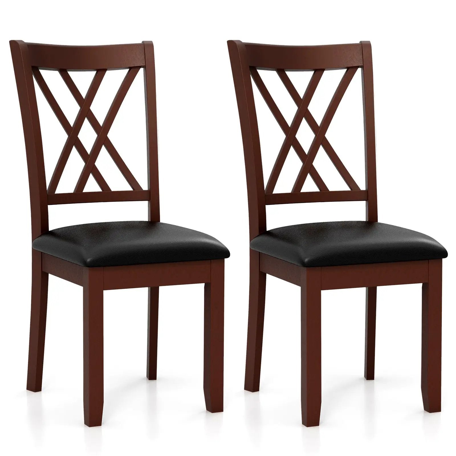 Set of 2 Dining Chair with Backrest and Padded Seat-Brown by DirectDeals