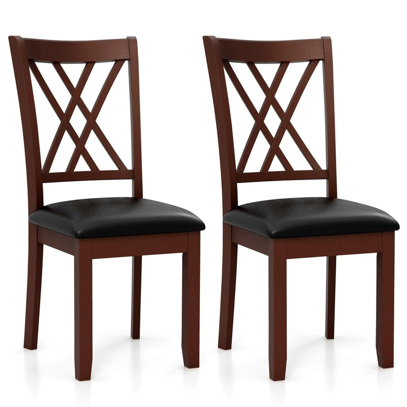 Set of 2 Dining Chair with Backrest and Padded Seat-Brown by DirectDeals