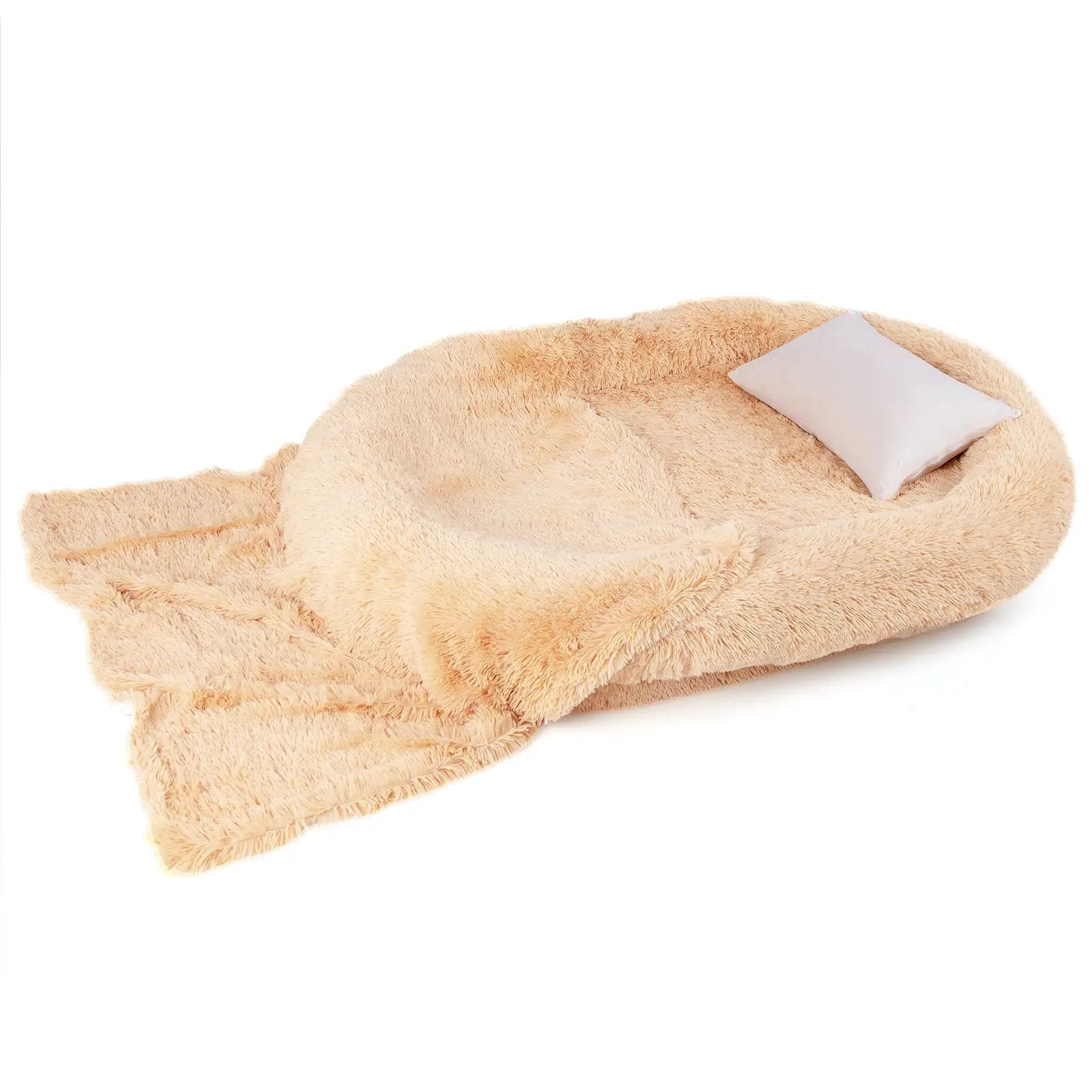 Washable Fluffy Human Dog Bed with Soft Blanket and Plump Pillow by DirectDeals