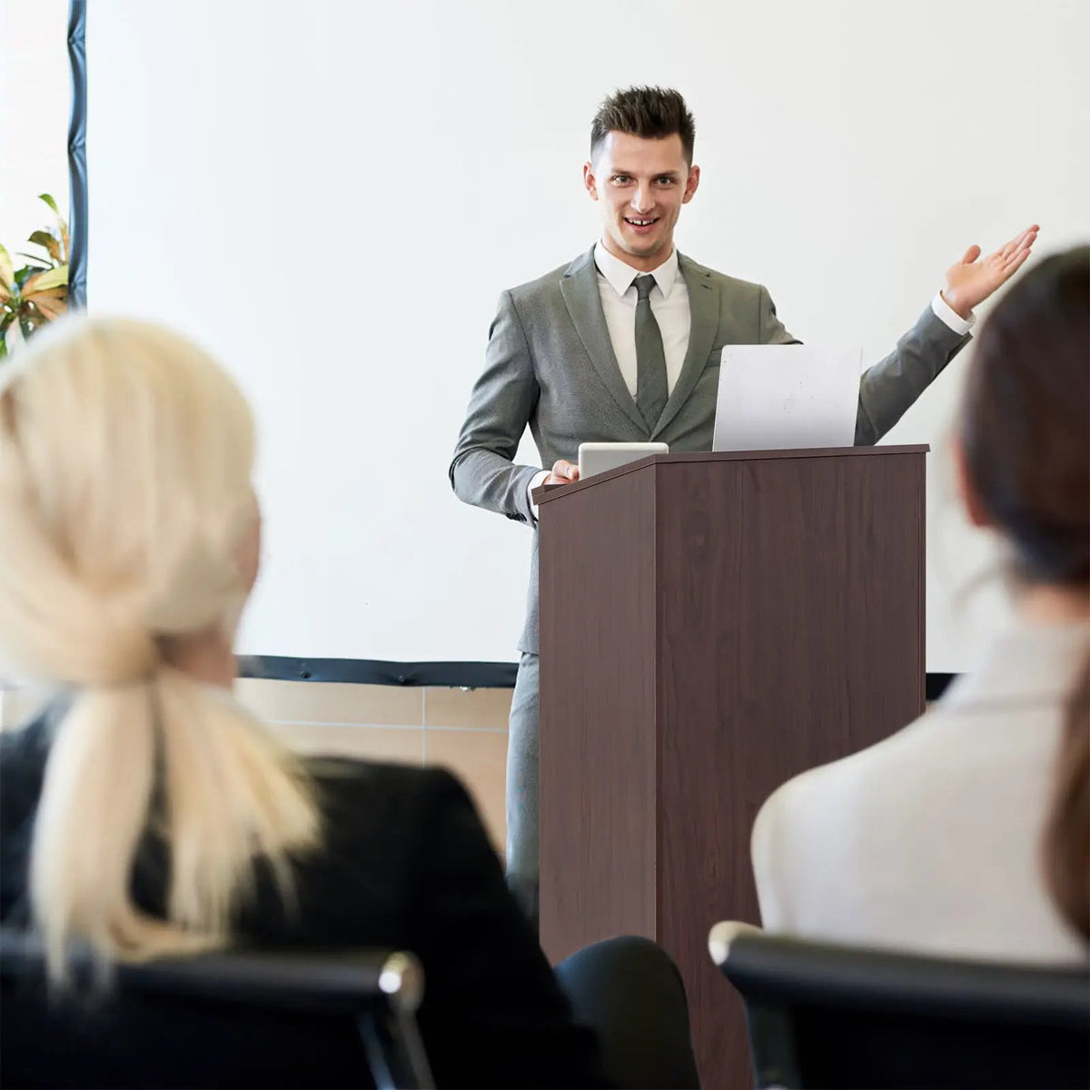 Wooden Floor Standing Podium Speaking Lectern by DirectDeals