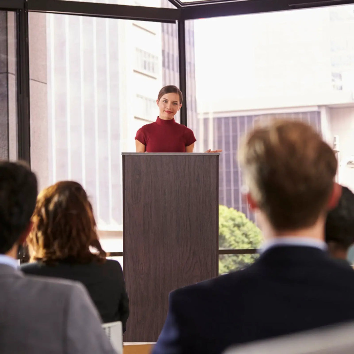 Wooden Floor Standing Podium Speaking Lectern by DirectDeals