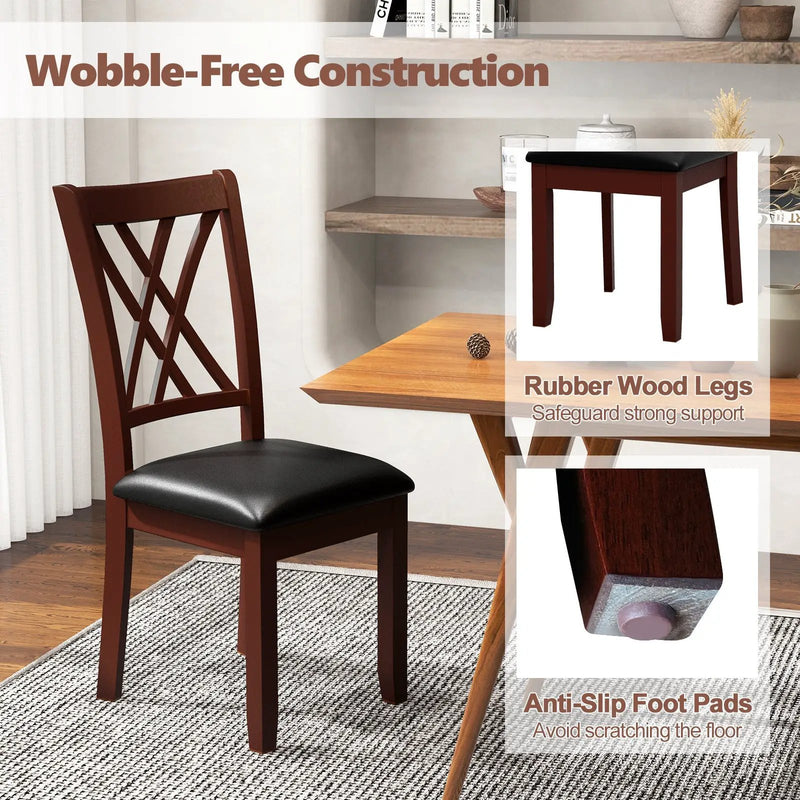 Set of 2 Dining Chair with Backrest and Padded Seat-Brown by DirectDeals