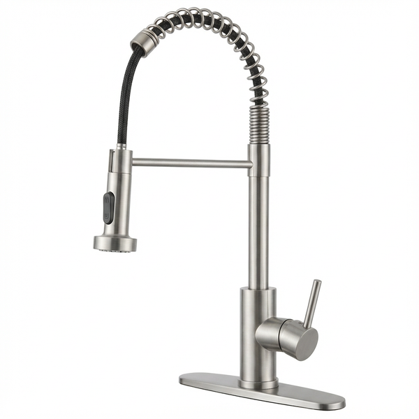 Brushed Nickel Kitchen Faucet with Pull Down Sprayer