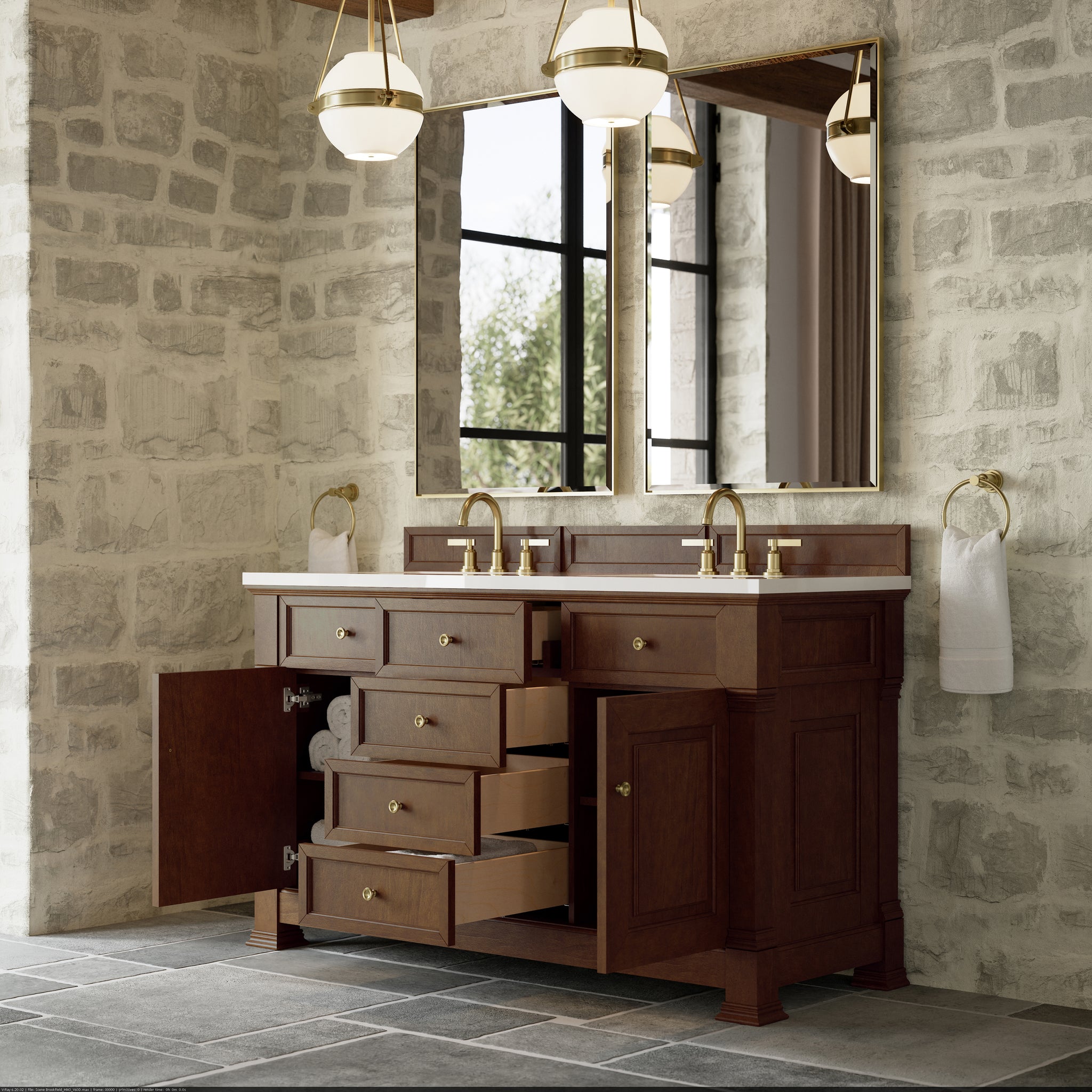 James Martin Brookfield 60" Double Bathroom Vanity, Honey Oak by James Martin