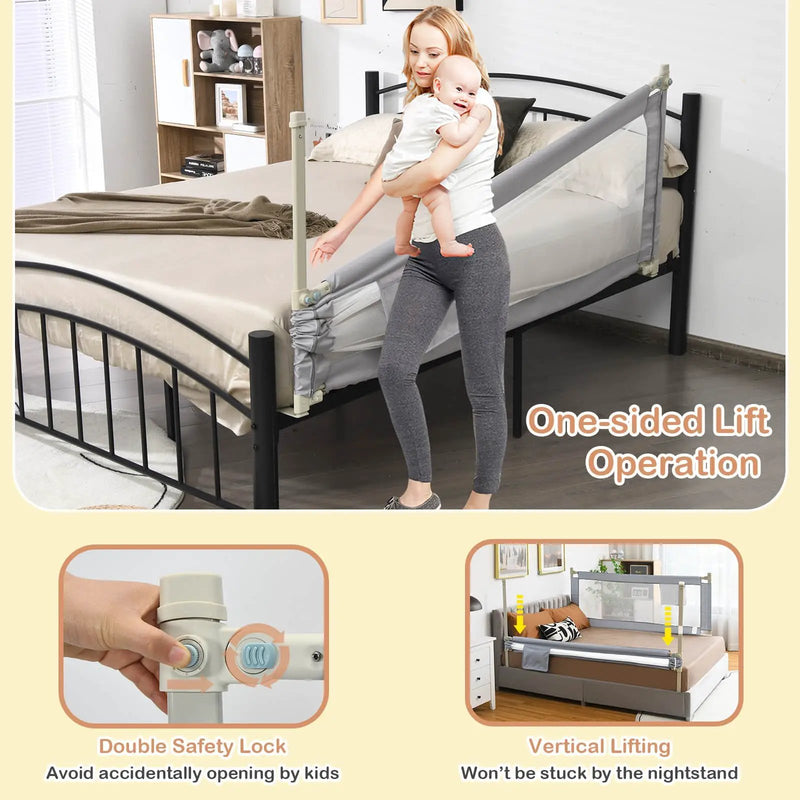 76.8 Inch Baby Bed Rail with Double Safety Child Lock by DirectDeals
