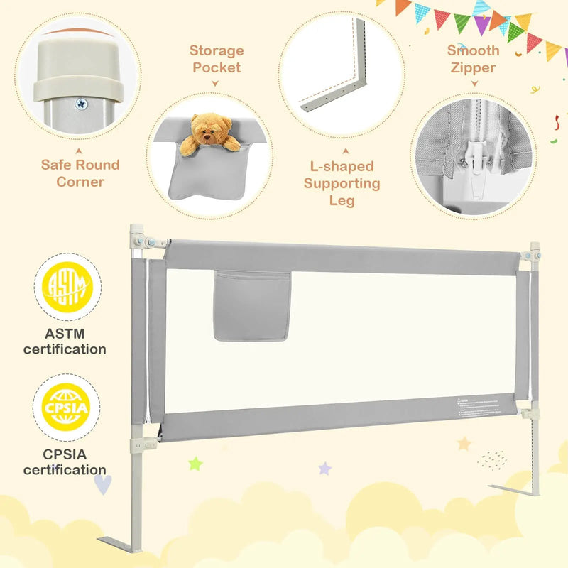 76.8 Inch Baby Bed Rail with Double Safety Child Lock by DirectDeals