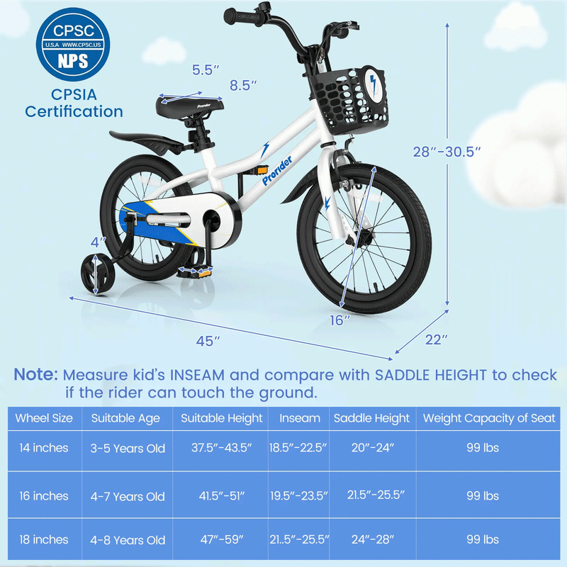 16 Inch Kids Bike with Removable Training Wheels by DirectDeals