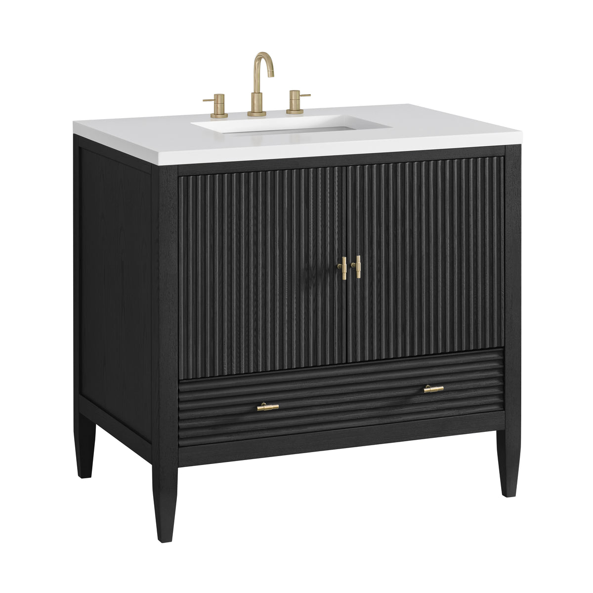 James Martin Myrrin 36" Single Bathroom Vanity, Carbon Oak, view 25