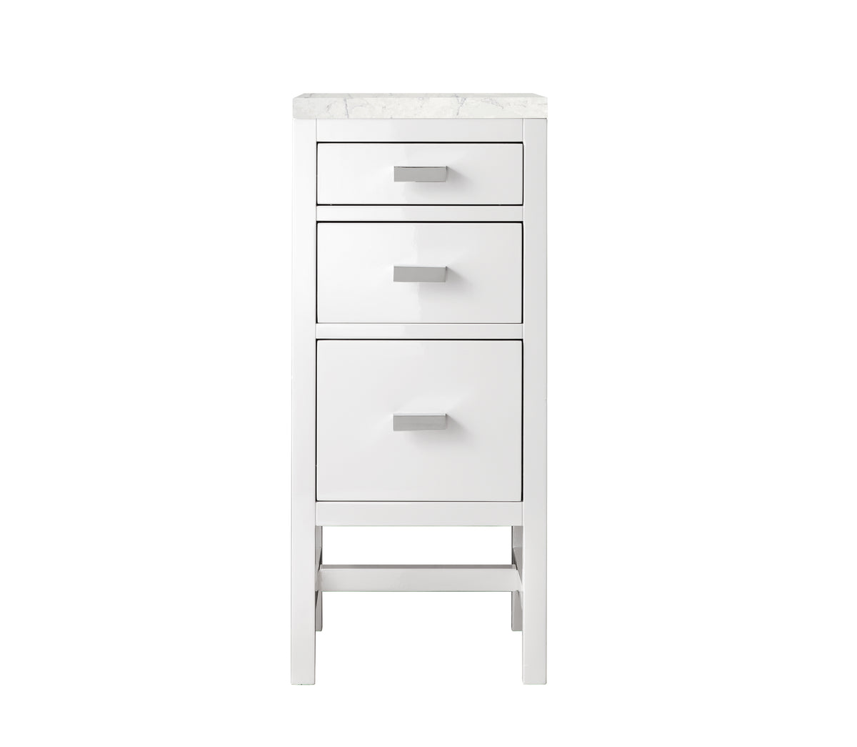 James Martin Addison 15" Base Cabinet, Glossy White with Eternal Jasmine Pearl countertop