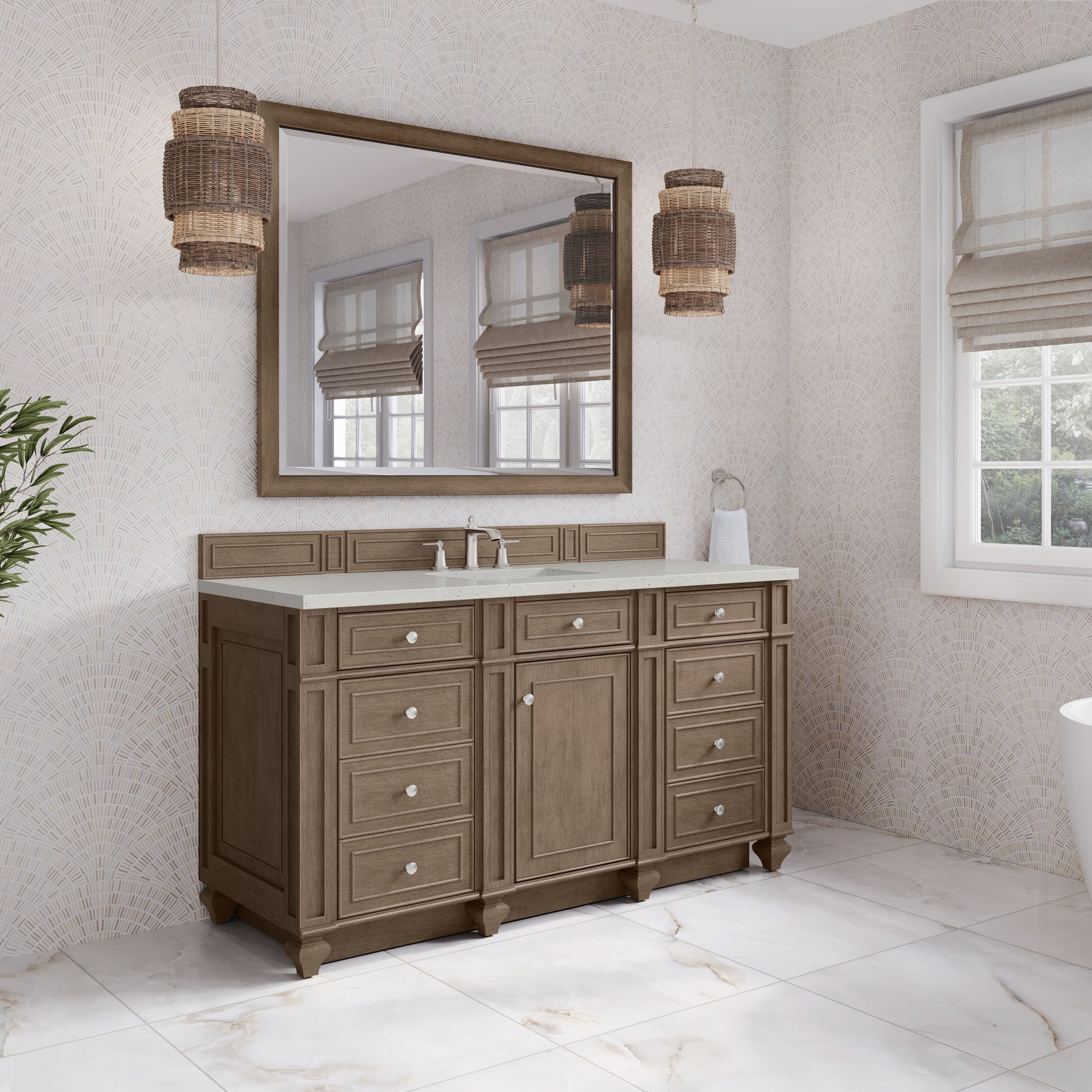 James Martin Bristol 60" Single Bathroom Vanity, Whitewashed Walnut, view 23