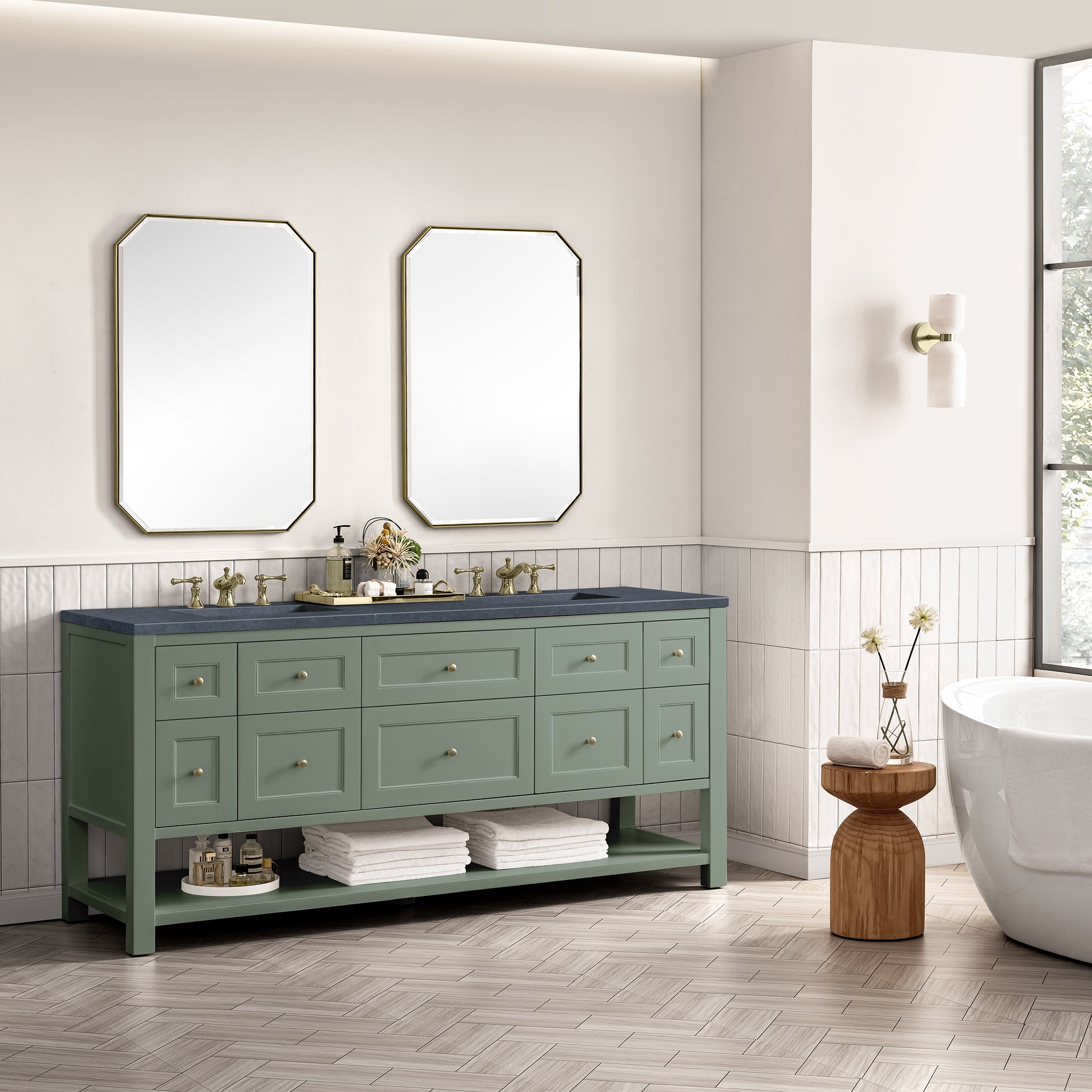 James Martin Breckenridge 72" Double Bathroom Vanity, Smokey Celadon by James Martin