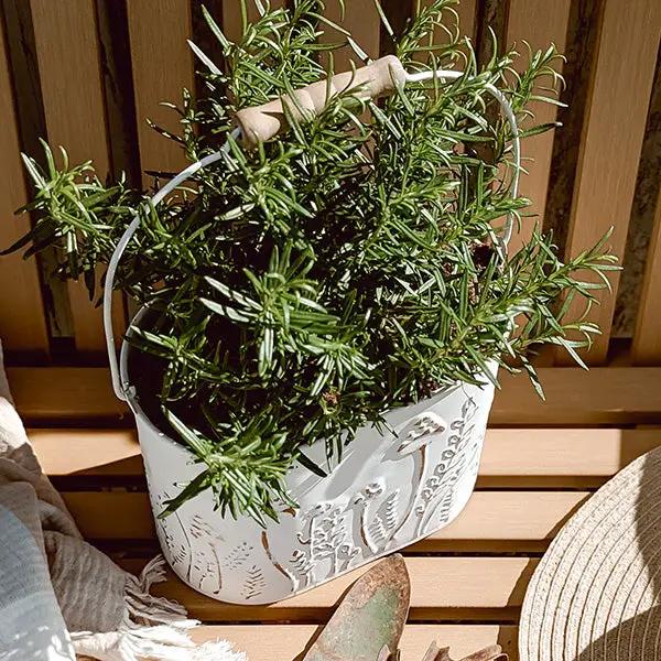 Rustic Cream Mushroom Embossed Metal Buckets, Set of Two by Decor Steals