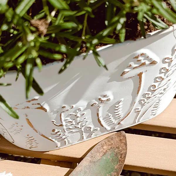 Rustic Cream Mushroom Embossed Metal Buckets, Set of Two by Decor Steals