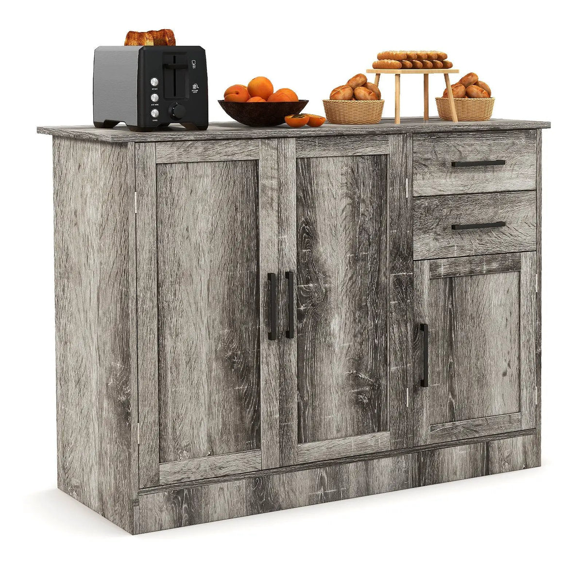 Buffet Storage Cabinet Kitchen Sideboard with 2 Drawers-Gray by DirectDeals