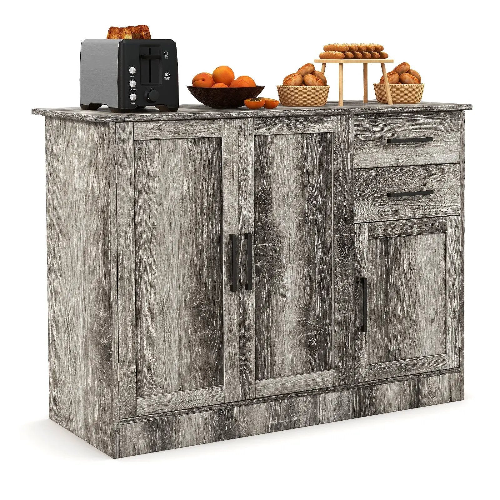 Buffet Storage Cabinet Kitchen Sideboard with 2 Drawers-Gray by DirectDeals