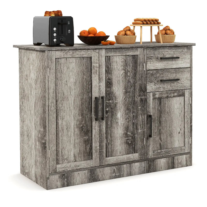 Buffet Storage Cabinet Kitchen Sideboard with 2 Drawers-Gray by DirectDeals