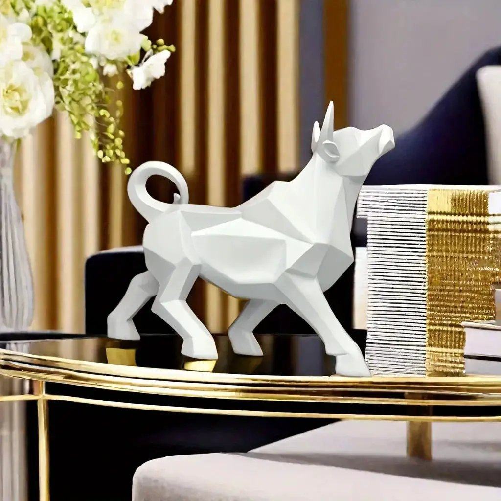 Bull Figurine - Golden Abstract Sculpture by House Of Avana
