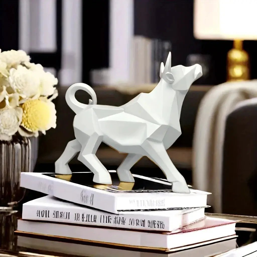 Bull Figurine - Golden Abstract Sculpture by House Of Avana