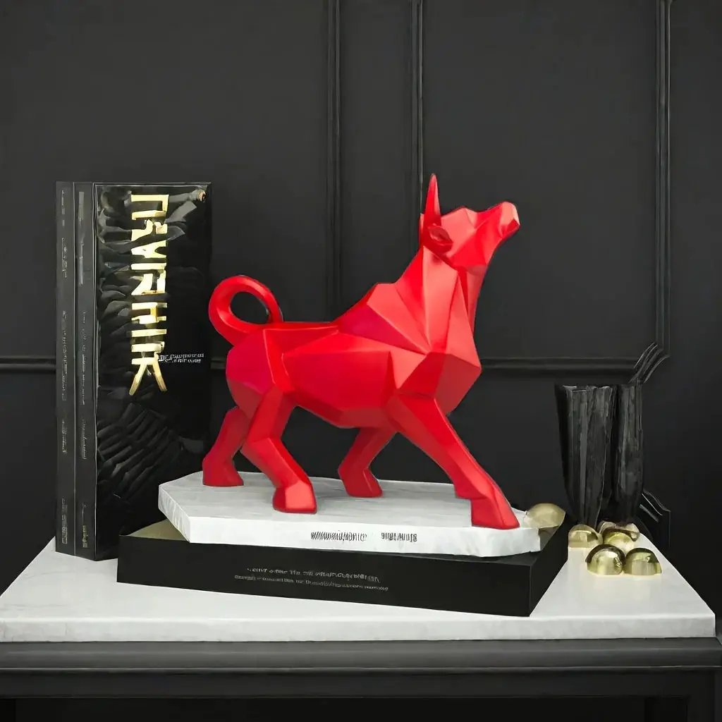 Bull Figurine - Golden Abstract Sculpture by House Of Avana