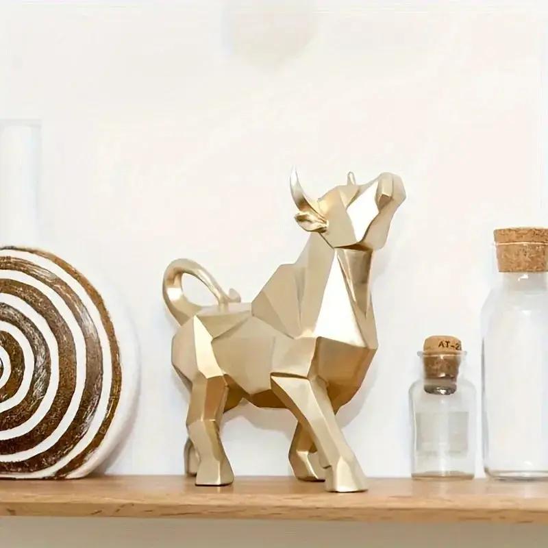 Bull Sculpture - Abstract Gold by House Of Avana