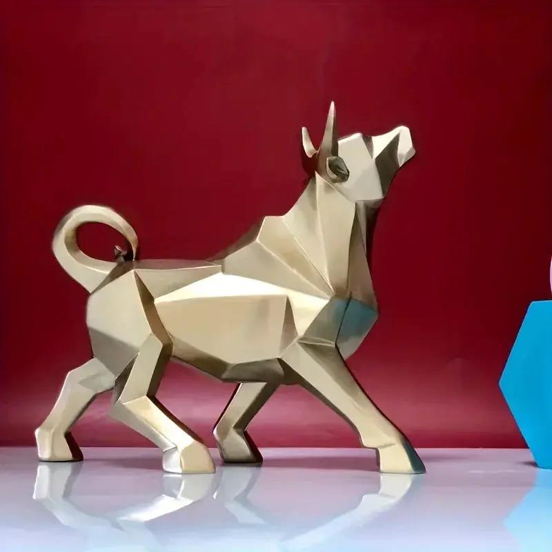 Bull Sculpture - Abstract Gold by House Of Avana