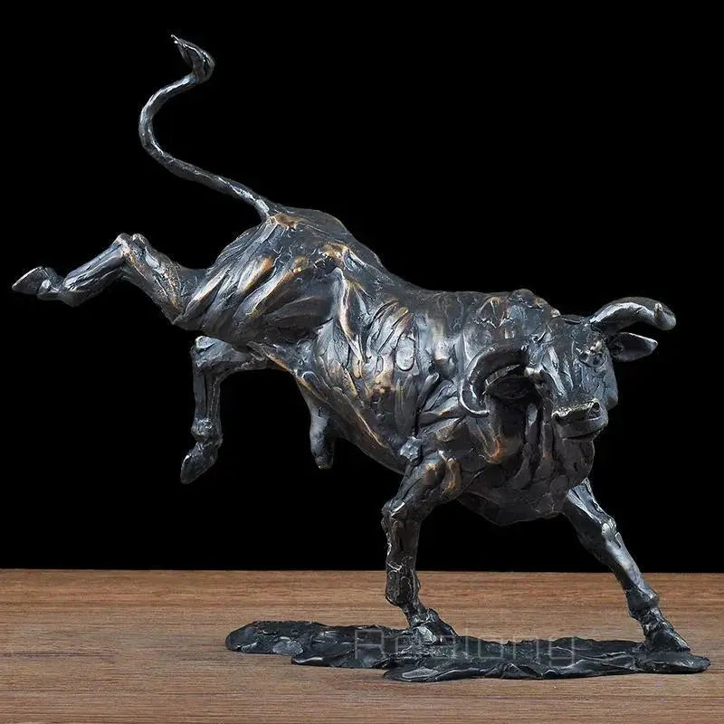 Abstract Charging Bull Bronze Sculpture by House Of Avana