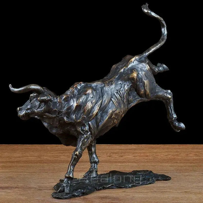 Abstract Charging Bull Bronze Sculpture by House Of Avana