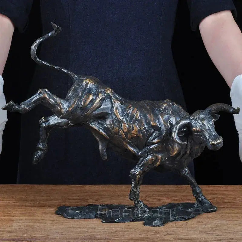 Abstract Charging Bull Bronze Sculpture by House Of Avana