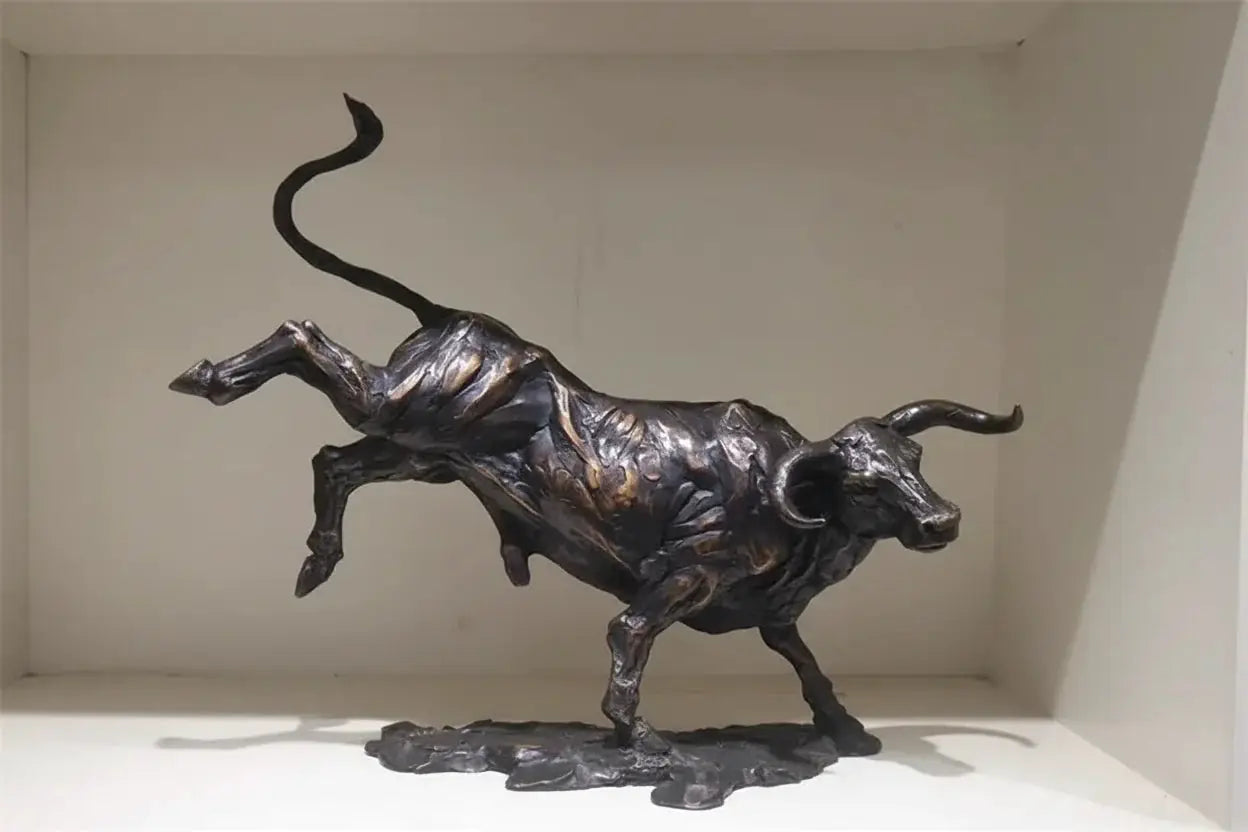 Abstract Charging Bull Bronze Sculpture by House Of Avana