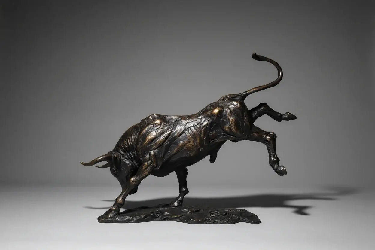 Abstract Charging Bull Bronze Sculpture by House Of Avana