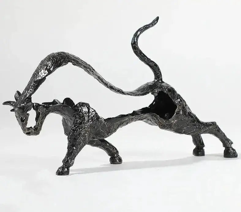 Abstract Black Bull Decorative Sculpture by House Of Avana