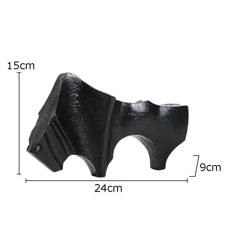 Abstract Black Bull Decorative Sculpture by House Of Avana