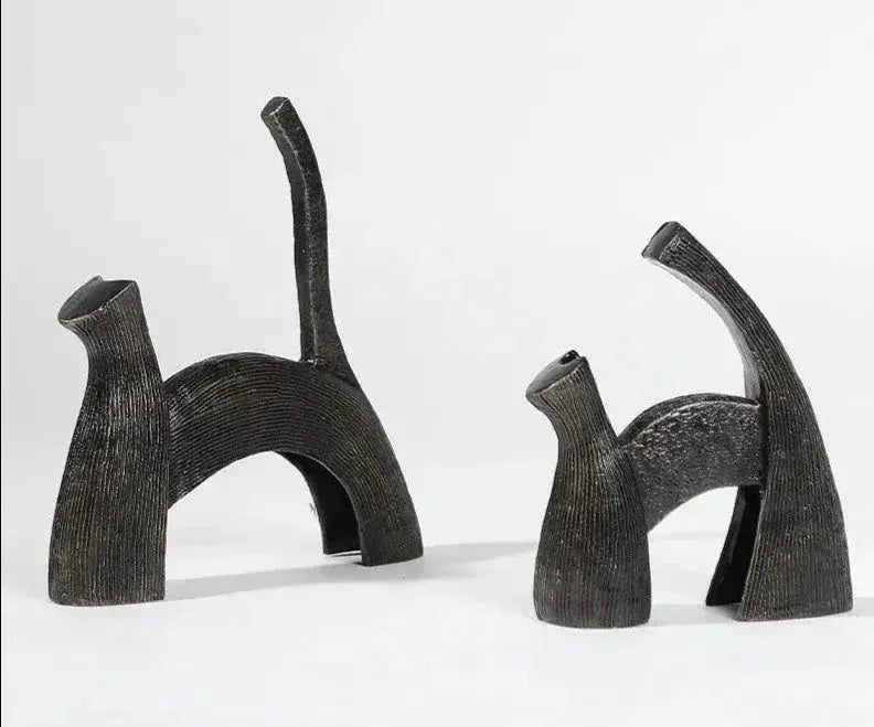 Abstract Black Bull Decorative Sculpture by House Of Avana