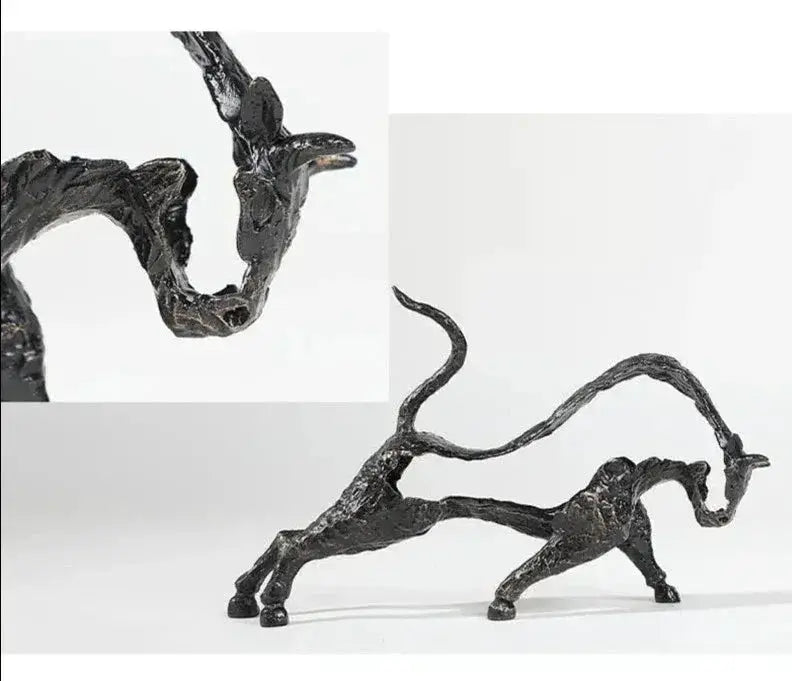 Abstract Black Bull Decorative Sculpture by House Of Avana