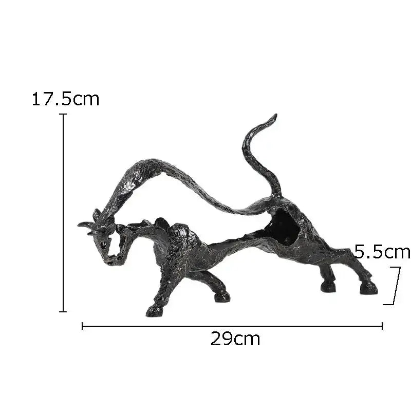Abstract Black Bull Decorative Sculpture by House Of Avana