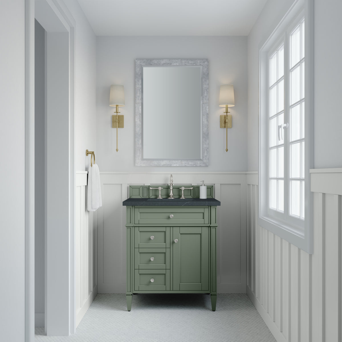 James Martin Brittany 30" Single Bathroom Vanity, Smokey Celadon, view 23