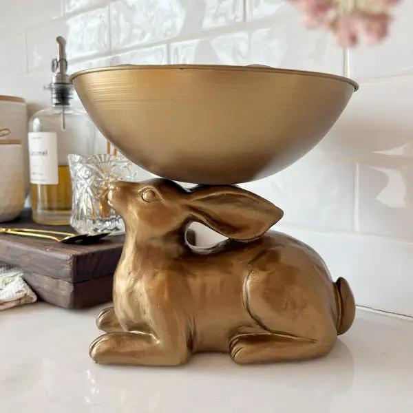 Gold Bunny with Bowl | Brilliant Centerpiece Collection by Decor Steals